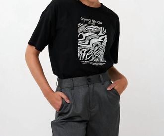 Esqualo Carina Crystal Studio T-Shirt In Black