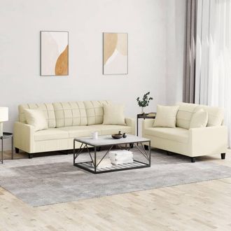 vidaXL Vidaxl - Juego De Sof&aacute;s Con Cojines 2 Piezas Cuero Sint&eacute;tico Color Crema