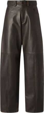 Pinko Papavero L64 - Dames - Leren Broeken - Bruin - S - Leer - Broeken