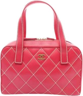 Chanel Pre-owned Vintage Handbag - Dames - Vintage Handtas - Roze - ONE Size - Leer - Vintage