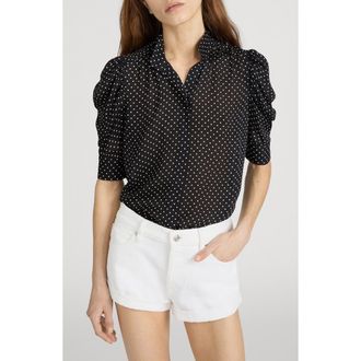 Frame Denim The Gillian Silk Button-Up Shirt in Black Multi at Nordstrom, Size X-Small