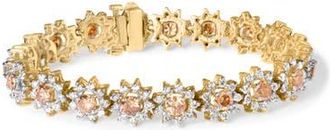 House of Brilliance 14K Gold 8.00 Cttw Diamond Floral Cluster Halo Link Bracelet in Yellow at Nordstrom