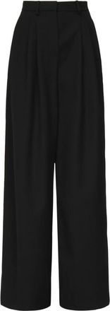 Magda Butrym Wijde wollen broek - Dames - Wijde Broeken - Zwart - 2XS - Wol - Broeken