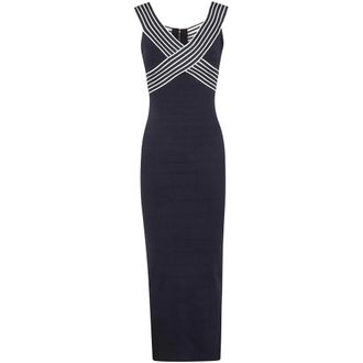 Elisabetta Franchi Bandage Maxi Jurk met Contrasterende Bandjes - Dames - Jurken - Zwart - Maat: L Viscose