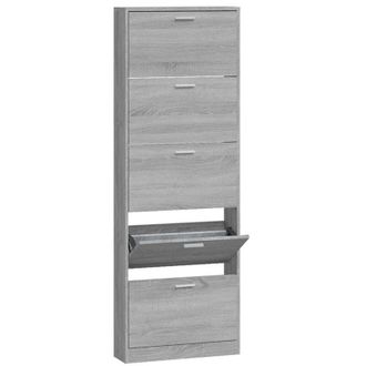 vidaXL Vidaxl - Mueble Zapatero Madera Contrachapada Gris Sonoma 59x17x169 Cm