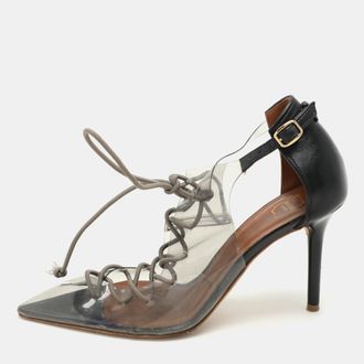 Malone Souliers Transparent/black Pvc And Leather Montana Pumps