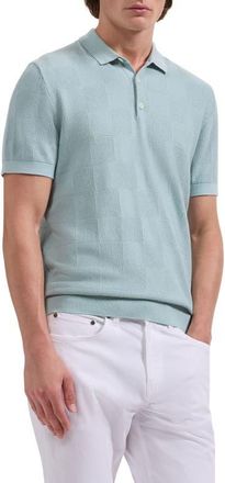 Bugatchi Checkerboard Stitch Polo Sweater in Seafoam at Nordstrom, Size Xx-Large