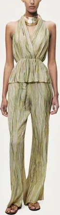 Nocturne Halterneck Peplum Top with Ring Chain Back Detail in Multi-Colored at Nordstrom, Size X-Small