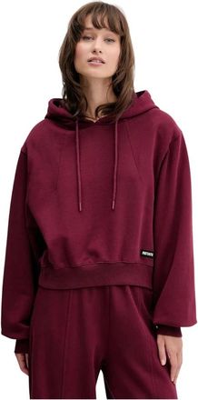 Rotate Terry Back Cropped Hoodie - Dames - Hoodies - Rood - L - Katoen - Hoodies & sweatvesten