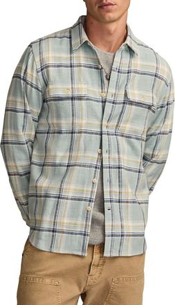 Lucky Brand Plaid Slub Utility Shirt in Sage Multi at Nordstrom, Size X-Large