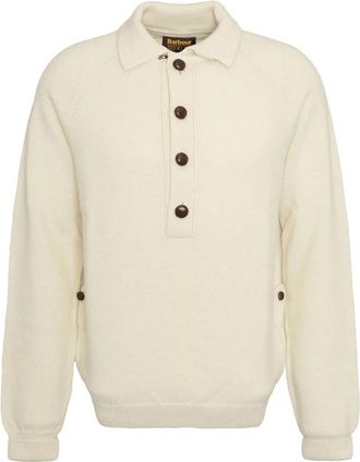 Barbour Gebreide Trui Krijt - Heren - Ronde hals truien - Beige - S - Wol - Truien & Vesten