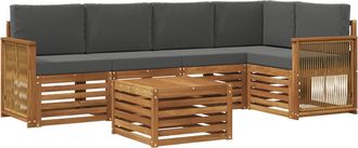 vidaXL Conjunto De Sof&aacute;s De Exterior 5 Uds. Natural Y Antracita Vidaxl
