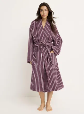 Miiyu Womens Pinstriped long terry bathrobe