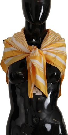 Dolce & Gabbana Yellow White Silk Striped Square Wrap Womens Scarf (Pre-Owned)