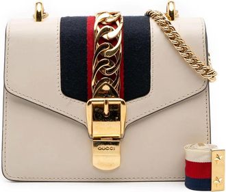 Gucci Pre-owned Cross Body Bags, female, White, Size: ONE SIZE Pre-owned Sylvie Leather Top Handle Bag