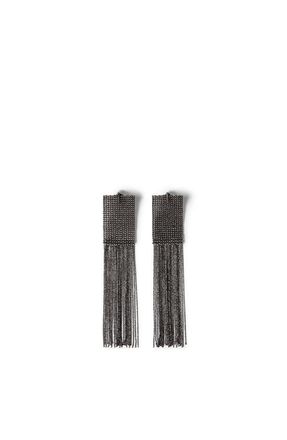 Brunello Cucinelli Silver frayed earrings in Lignite Grey at Nordstrom