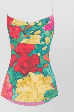 Balmain crepe de chine top roses print