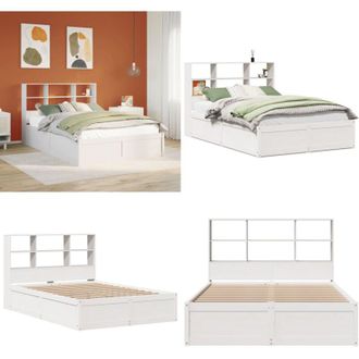 vidaXL Letto senza Materasso Bianco 140x190 cm Legno Massello di Pino - Testiera in legno - Letto con testiera