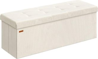 Songmics Puff almacenaje plegable de 38 x 110 x 38 cm de color blanco