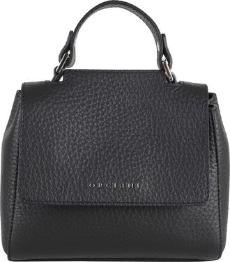 Orciani Black Hammered Leather Sveva Soft Mini Handbag