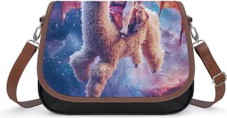 Generic Alpaca with Dragon Wings Galaxy Small Womens Crossbody Bags Shoulder Handbag with Adjustable Strap for Travel