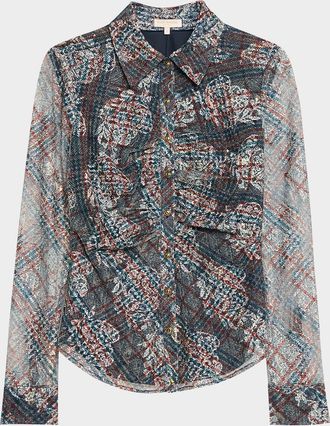 Ramy Brook Plaid Hamilton Button-Front Blouse
