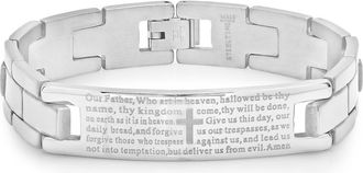 HMY Jewelry Stainless Steel Lords Prayer Link Bracelet in Metallic at Nordstrom Rack