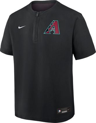 Nike Arizona Diamondbacks Authentic Collection Nike Mens Dri-FIT MLB 1/4-Zip Short-Sleeve Windshirt in Black | 04HF0GIMDQS-Q9T