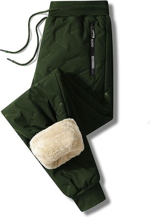 Generic Upgraded Fleece Lined Pants Men Winter Warm Water Resistant Sweatpants Sherpa Lined Track Pants with Zipper Pockets (UK, Alpha, XXL, Regular, Regular,