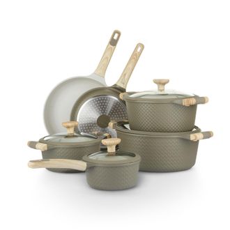 KASANOVA Batteria pentole 10 pezzi Bamb&ugrave; verde e crema