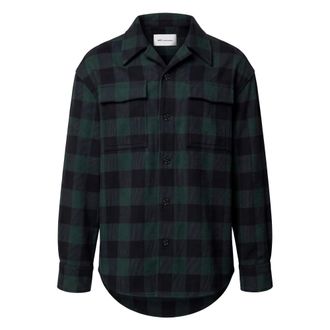 Ami Overshirt in lana a quadri ampi - - Shirts - Uomo - Blu - M