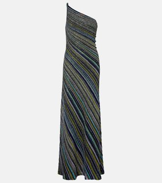 Missoni Sequined one-shoulder lam&eacute; maxi dress