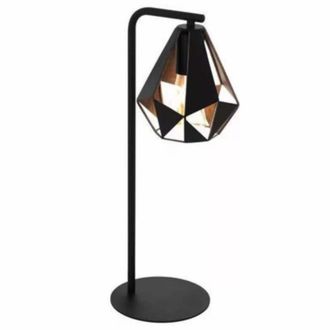 Trade Shop Trade Shop - Lampada Da Tavolo Nero Con Interno In Rame Anticato Scrivania Comodino 220x170x505mm