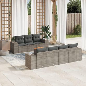 vidaXL Vidaxl - Set De Sof&aacute;s De Jard&iacute;n 8 Pzas Y Cojines Rat&aacute;n Sint&eacute;tico Gris