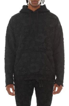Cult of Individuality Signature Lace Overlay French Terry Pullover Hoodie at Nordstrom, Size Xxx-Large