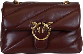 Pinko Love Bag Puff Medium Shoulder Bag Wine Red/Antique Gold