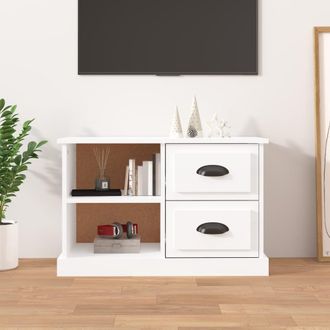 vidaXL Mueble De Tv Madera Contrachapada Blanco Brillo 73x35,5x47,5 Cm Vidaxl