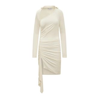 Off-white Midi Dresses, female, White, Size: M Asymmetric Ruched Minidress