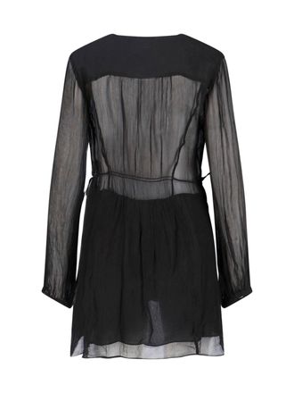 Isabel Marant Smocked Viscose Mini Dress - Black
