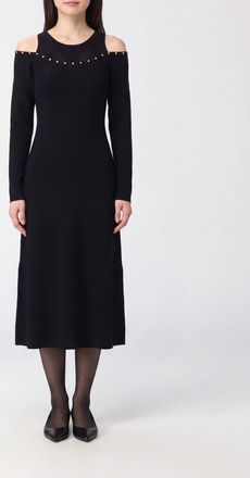 Liu Jo Sheath Midi Dress in Viscose Blend with Cut-Out Details and Studs