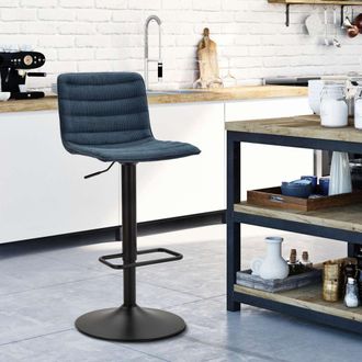 Dmora Taburete Essaou, Regulable, Acolchado, Con Respaldo, 43x50x86h Cm Azul