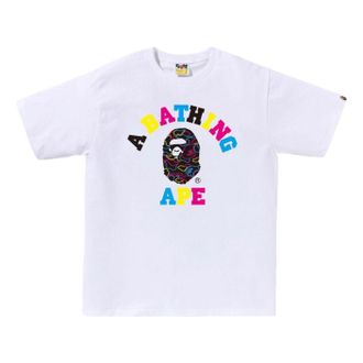 A Bathing Ape Neon Camo College T-Shirt White 1L30-110-038-WHT