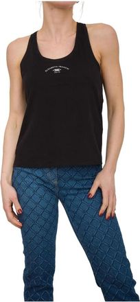 Elisabetta Franchi Mouwloze Top in Elegante Stijl - Dames - Tops zonder mouwen - Zwart - S - Katoen - Tops
