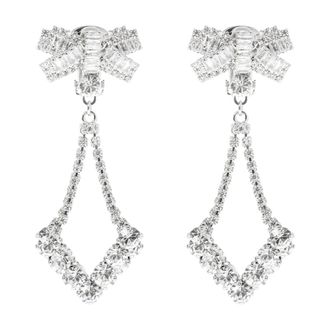 Alessandra Rich Earrings, female, Gray, Size: ONE SIZE Crystal Clip-On Earrings