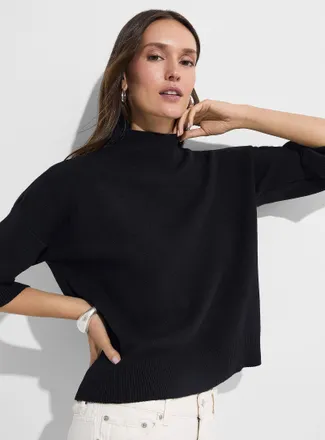 Icone Womens 3/4-sleeve mock-neck sweater