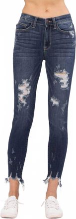 Judy Blue Destroyed Hem Skinny Jeans In Shark Bite