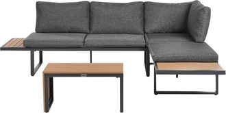 Beliani Conjunto De Exterior Con Sof&aacute; Modular Cojines Y Mesa De Centro En Gris Y Marr&oacute;n Claro Pienza