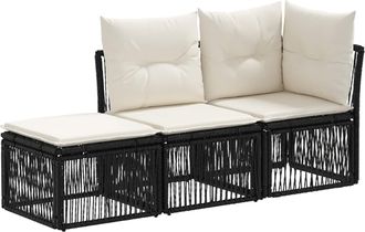 vidaXL Conjunto De Sof&aacute;s De Jard&iacute;n 3 Uds. 3-n&uacute;mero De Plazas Negro Vidaxl