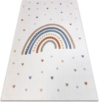 RugsX Alfombra Bono 8302 Arco&iacute;ris, Corazones Crema / Marr&oacute;n Multicolour 200x290 Cm