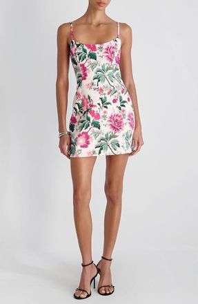 French Connection Christa Floral Satin Minidress in Pink Icing at Nordstrom, Size 10